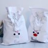 Personalised Santa Sack Reindeer Face - White with Red Nose and Flowers - Image 5