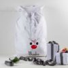 Personalised Santa Sack Reindeer Face - White with Red Nose and Flowers - Image 6